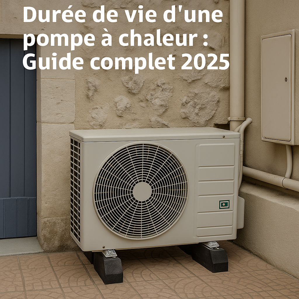 duree-vie-pompe-a-chaleur-installation-entretien Pompe à chaleur installée à l’extérieur d’une maison, illustrant sa durée de vie et l’importance d’un bon entretien